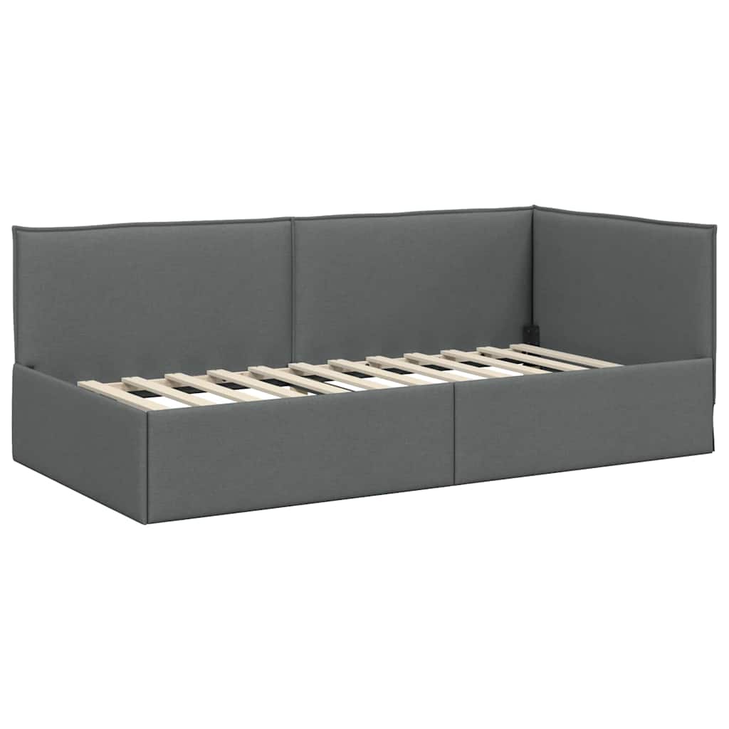 vidaXL Eckbettgestell mit Matratze mit Kopfteil 2 pcs Grau Samt