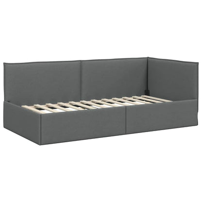 vidaXL Eckbettgestell mit Matratze mit Kopfteil 2 pcs Grau Samt