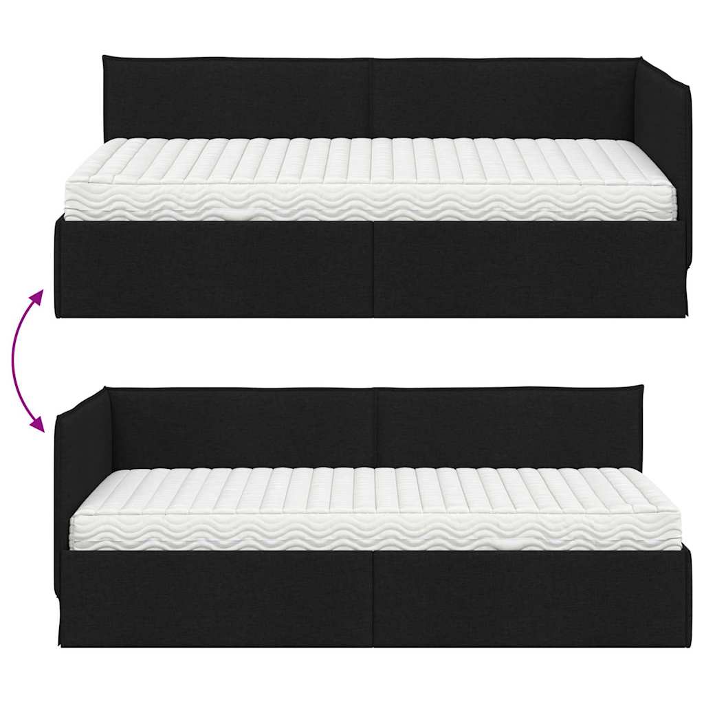 vidaXL Eckbettgestell mit Matratze mit Kopfteil 2 pcs Grün Samt