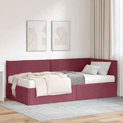 vidaXL Eckbettgestell mit Matratze mit Kopfteil 2 pcs Grau Samt