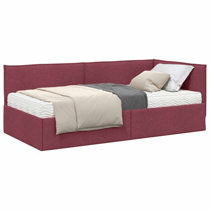 vidaXL Eckbettgestell mit Matratze mit Kopfteil 2 pcs Grau Samt