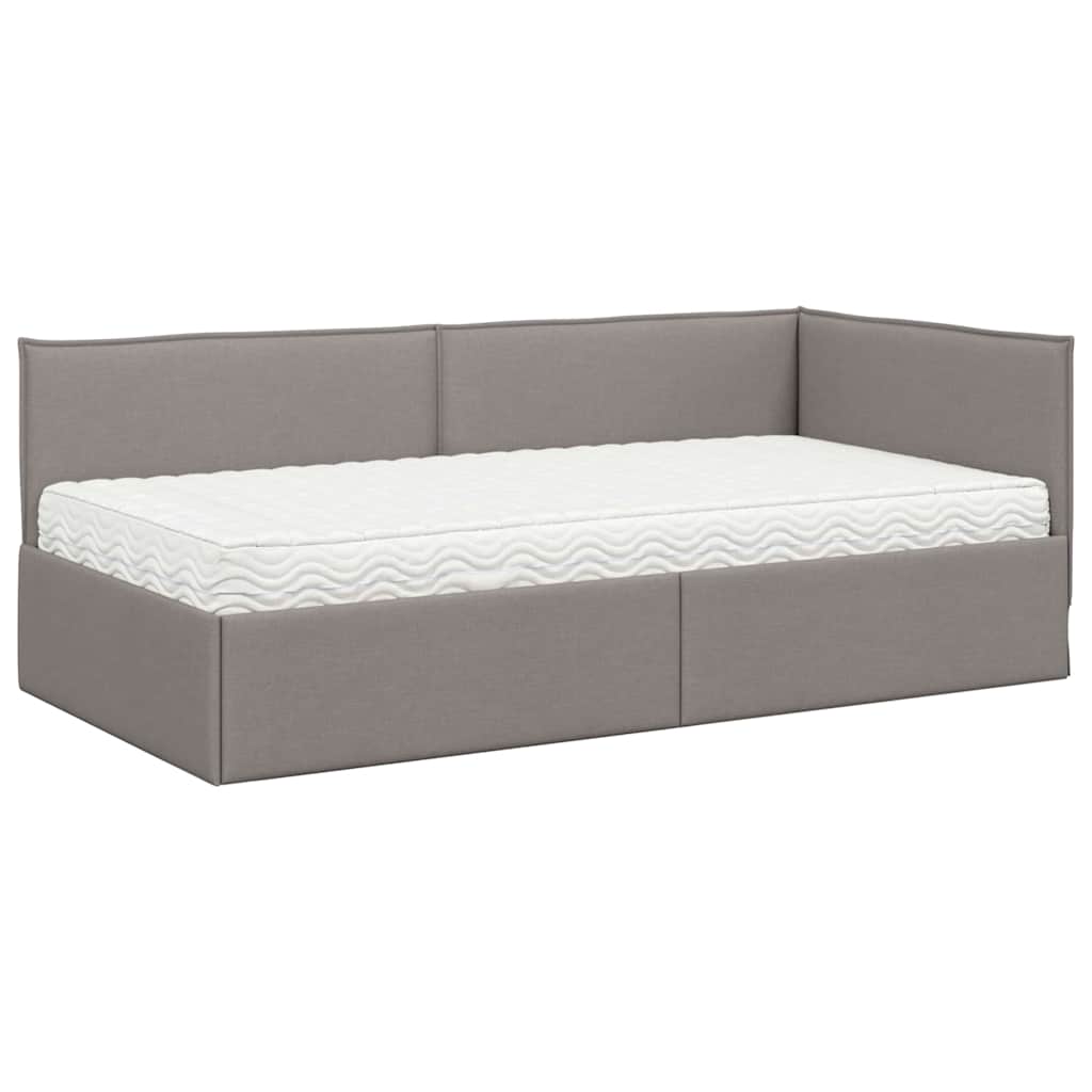 vidaXL Eckbettgestell mit Matratze mit Kopfteil 2 pcs Taupe Samt