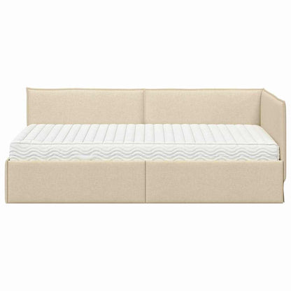 vidaXL Eckbettgestell mit Matratze mit Kopfteil 2 pcs Creme Samt