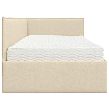 vidaXL Eckbettgestell mit Matratze mit Kopfteil 2 pcs Creme Samt