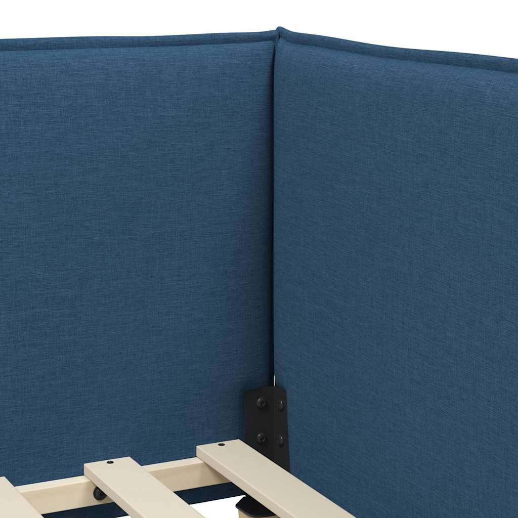 vidaXL Eckbettgestell mit Matratze mit Kopfteil 2 pcs Blau Samt