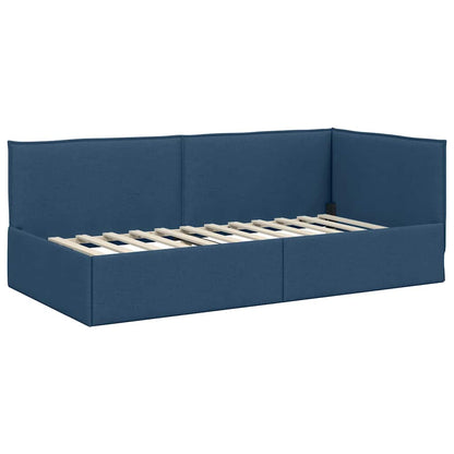 vidaXL Eckbettgestell mit Matratze mit Kopfteil 2 pcs Blau Samt