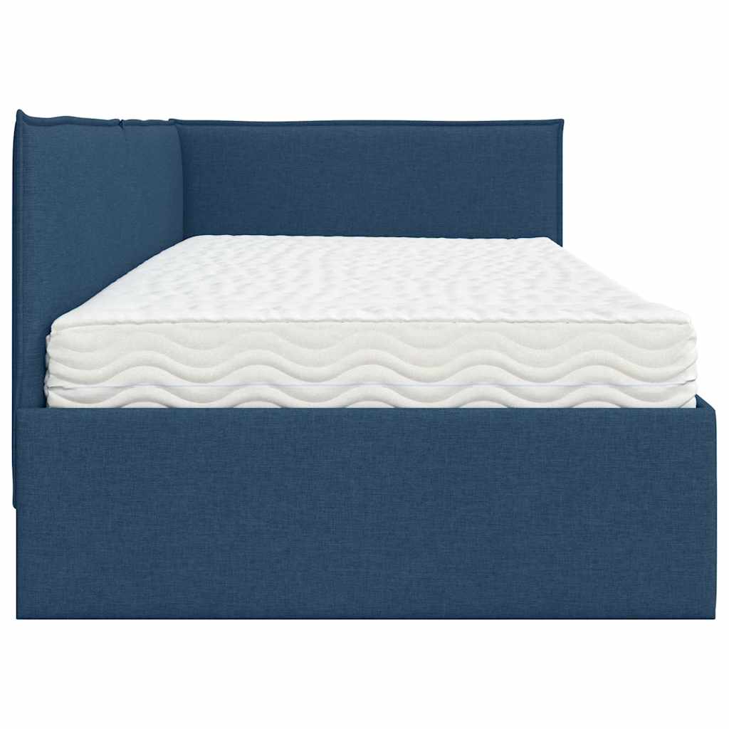 vidaXL Eckbettgestell mit Matratze mit Kopfteil 2 pcs Blau Samt