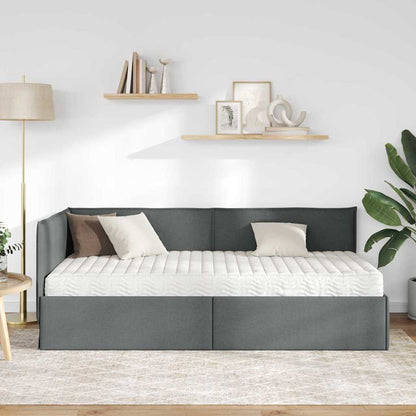 vidaXL Eckbettgestell mit Matratze mit Kopfteil 2 pcs Grau Samt