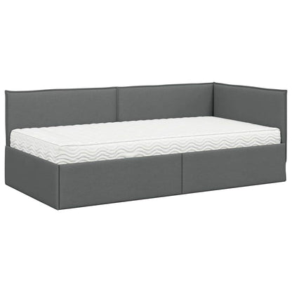 vidaXL Eckbettgestell mit Matratze mit Kopfteil 2 pcs Grau Samt