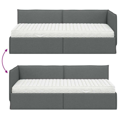 vidaXL Eckbettgestell mit Matratze mit Kopfteil 2 pcs Grau Samt