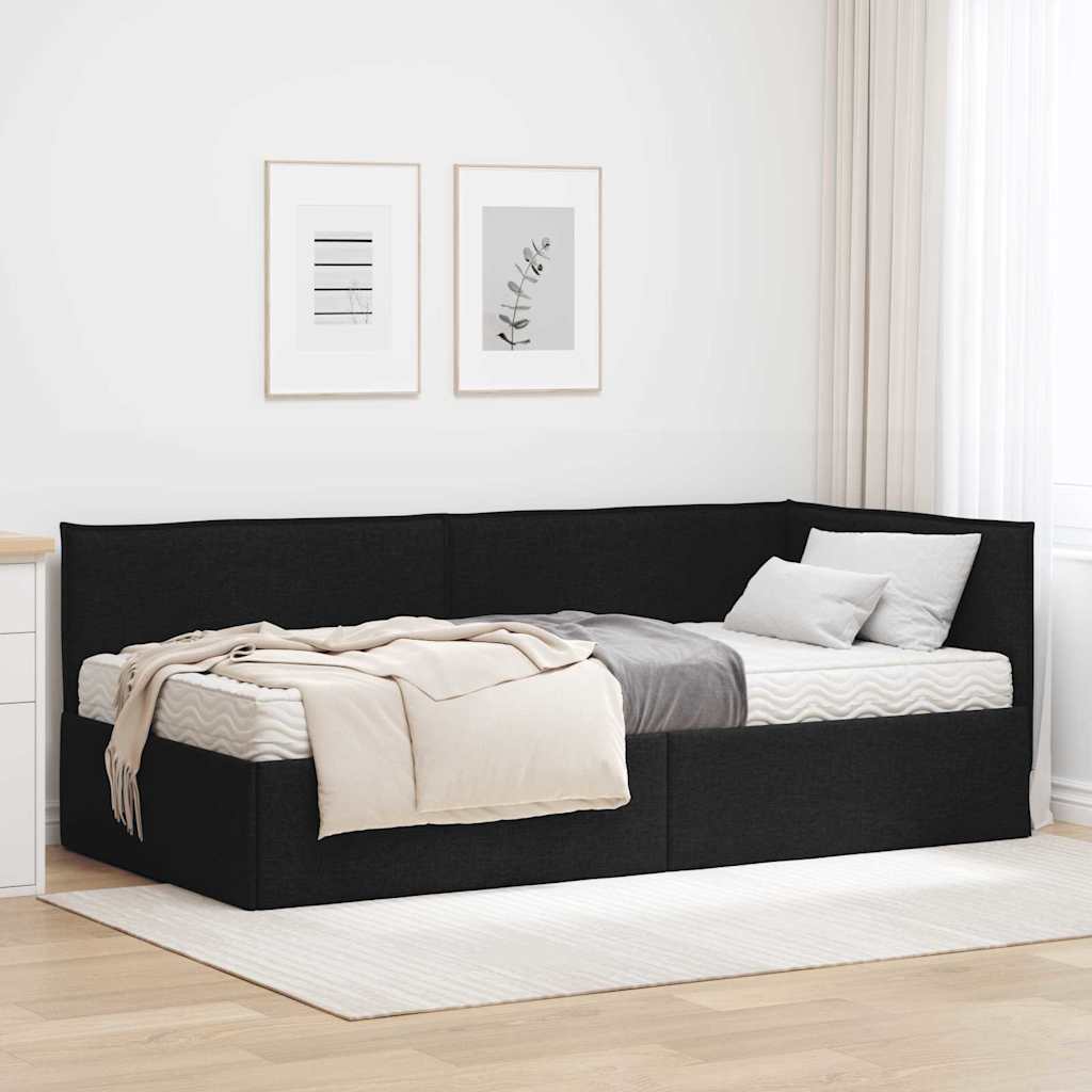 vidaXL Cadre de lit d'angle avec matelas et tête de lit 2 pcs Vert Velours