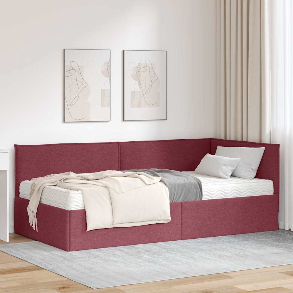 vidaXL Eckbettgestell mit Matratze mit Kopfteil 2 pcs Grau Samt