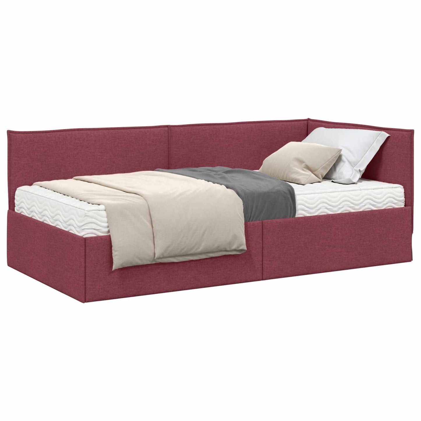 vidaXL Eckbettgestell mit Matratze mit Kopfteil 2 pcs Grau Samt