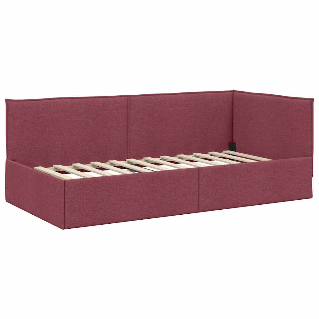 vidaXL Eckbettgestell mit Matratze mit Kopfteil 2 pcs Grau Samt