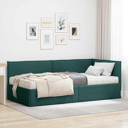 vidaXL Cadre de lit d'angle avec matelas et tête de lit 2 pcs Vert Velours