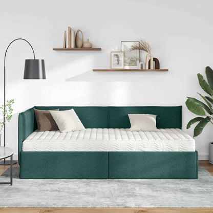vidaXL Cadre de lit d'angle avec matelas et tête de lit 2 pcs Vert Velours