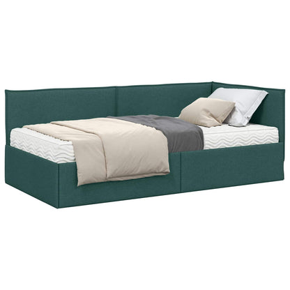 vidaXL Cadre de lit d'angle avec matelas et tête de lit 2 pcs Vert Velours