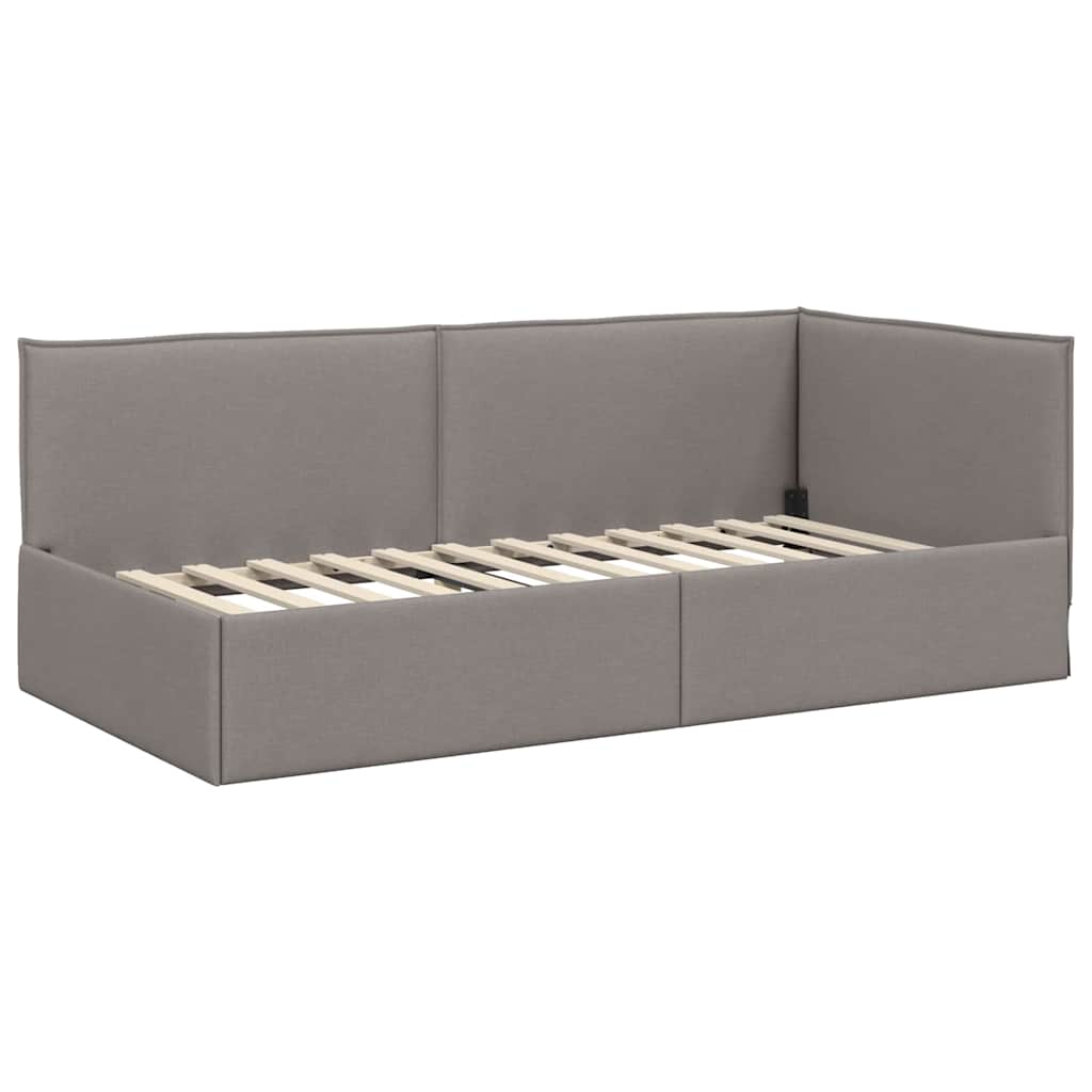 vidaXL Eckbettgestell mit Matratze mit Kopfteil 2 pcs Taupe Samt
