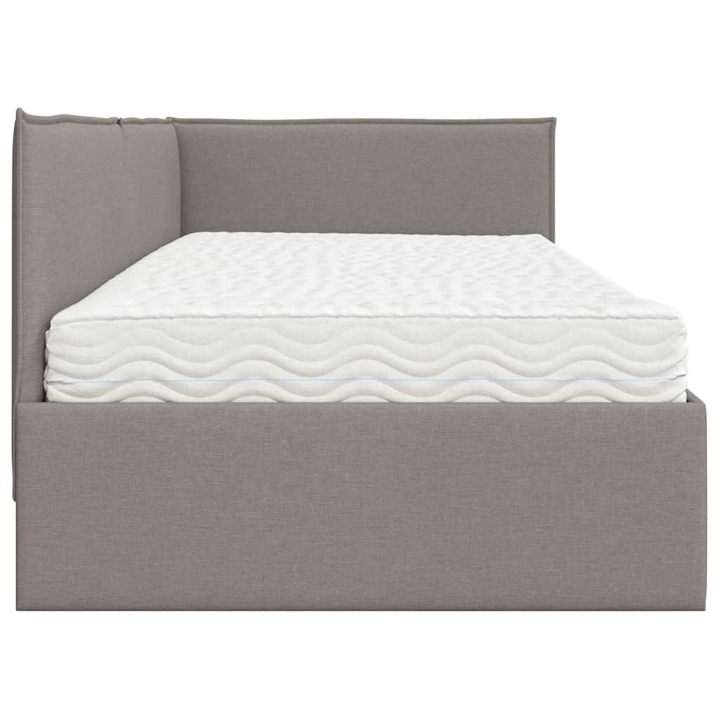 vidaXL Eckbettgestell mit Matratze mit Kopfteil 2 pcs Taupe Samt