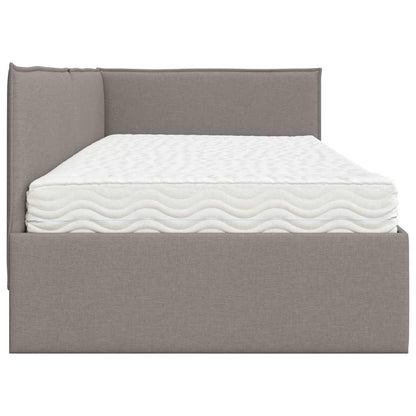 vidaXL Eckbettgestell mit Matratze mit Kopfteil 2 pcs Taupe Samt