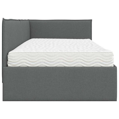 vidaXL Eckbettgestell mit Matratze mit Kopfteil 2 pcs Grau Samt
