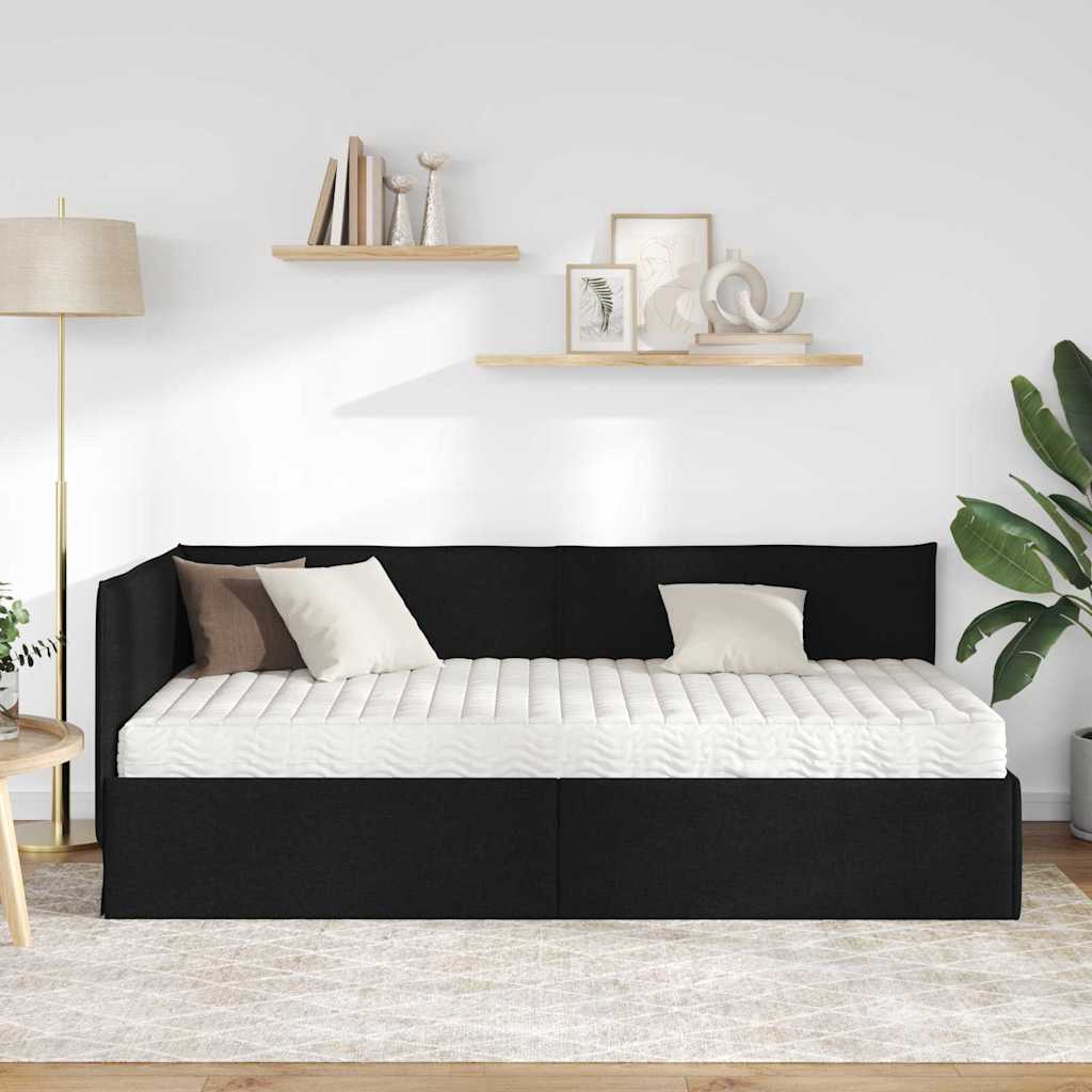 vidaXL Eckbettgestell mit Matratze mit Kopfteil 2 pcs Grün Samt