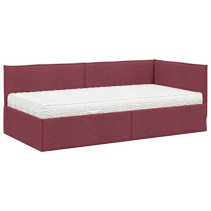 vidaXL Eckbettgestell mit Matratze mit Kopfteil 2 pcs Grau Samt