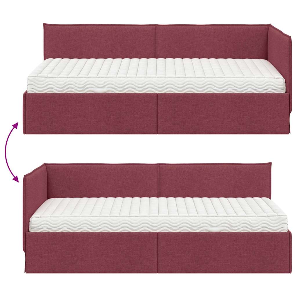 vidaXL Eckbettgestell mit Matratze mit Kopfteil 2 pcs Grau Samt