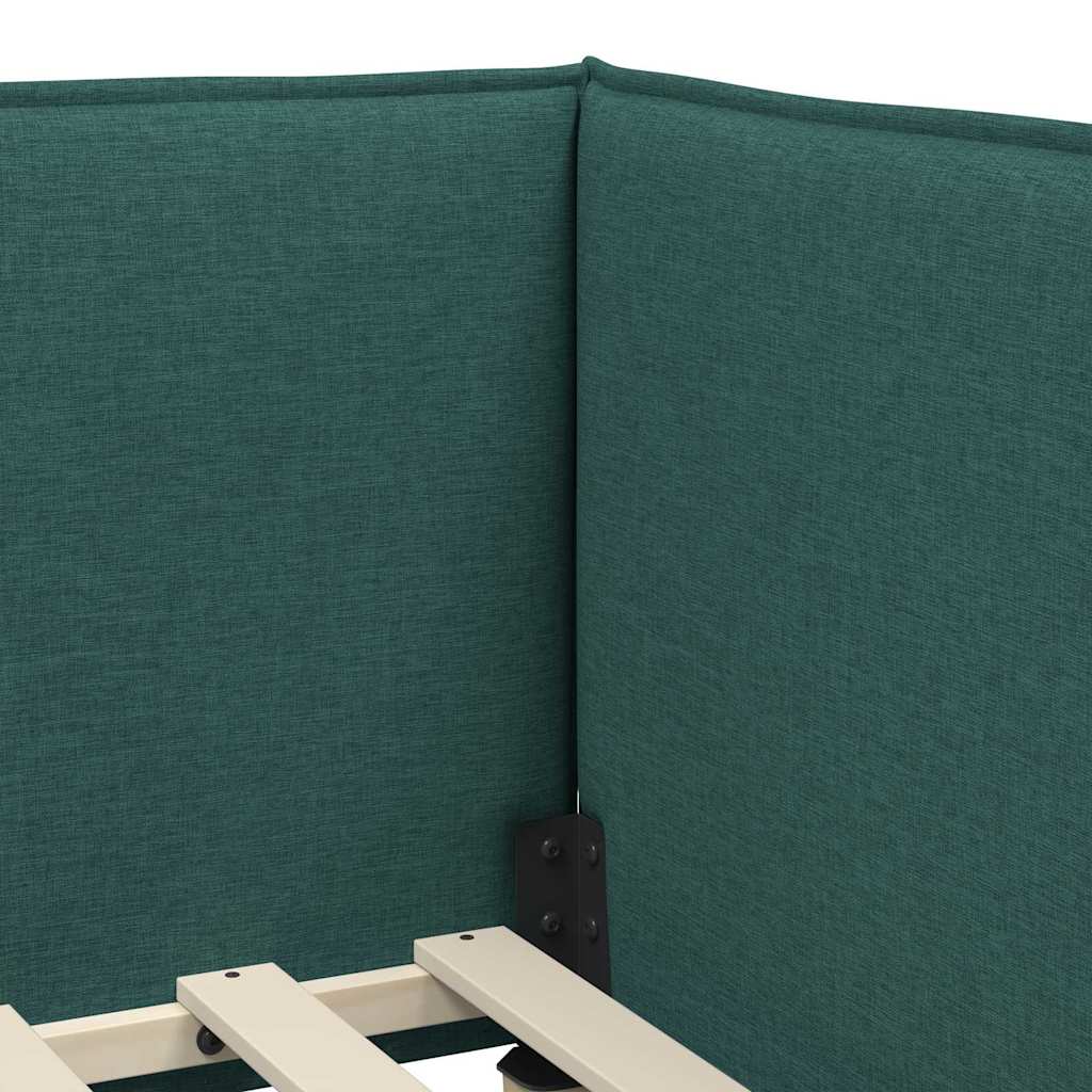 vidaXL Eckbettgestell mit Matratze mit Kopfteil 2 pcs Grün Samt