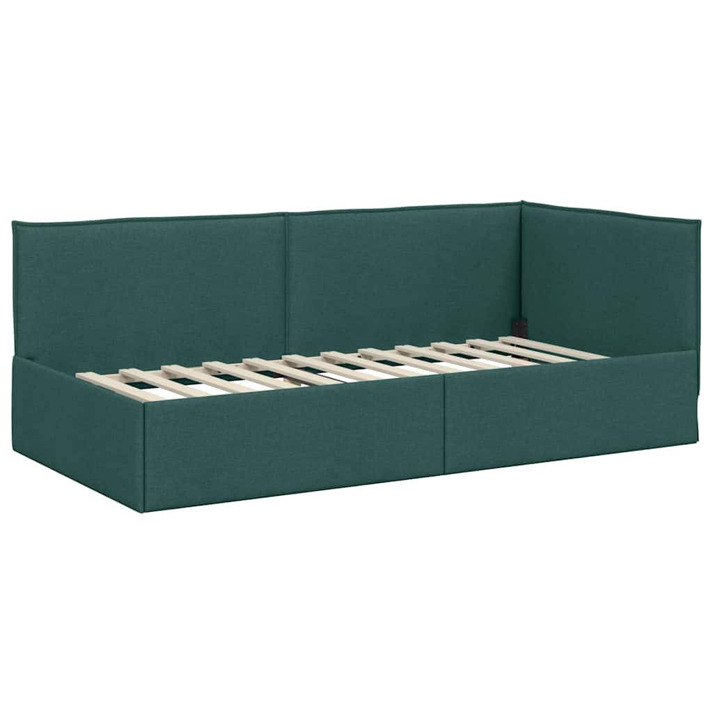 vidaXL Eckbettgestell mit Matratze mit Kopfteil 2 pcs Grün Samt