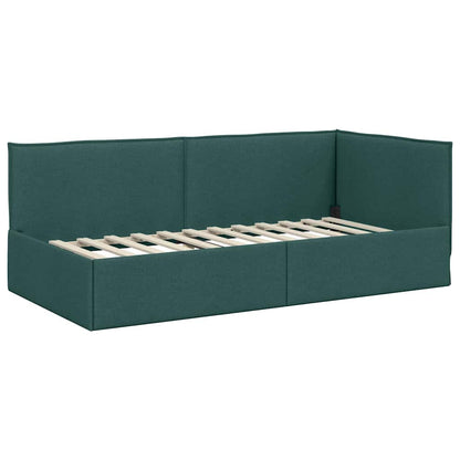 vidaXL Eckbettgestell mit Matratze mit Kopfteil 2 pcs Grün Samt