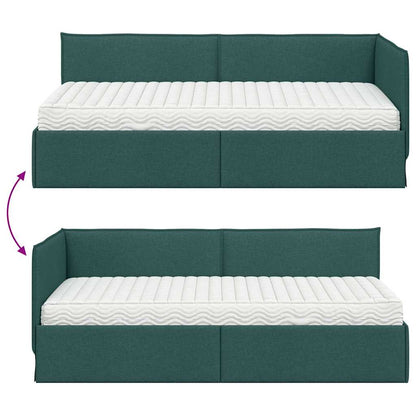 vidaXL Eckbettgestell mit Matratze mit Kopfteil 2 pcs Grün Samt