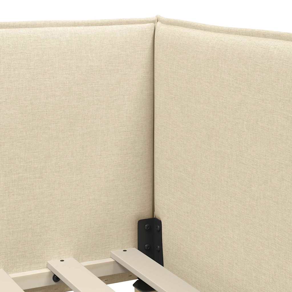 vidaXL Eckbettgestell mit Matratze mit Kopfteil 2 pcs Creme Samt