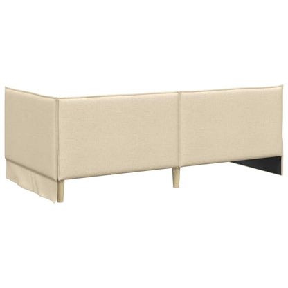 vidaXL Eckbettgestell mit Matratze mit Kopfteil 2 pcs Creme Samt