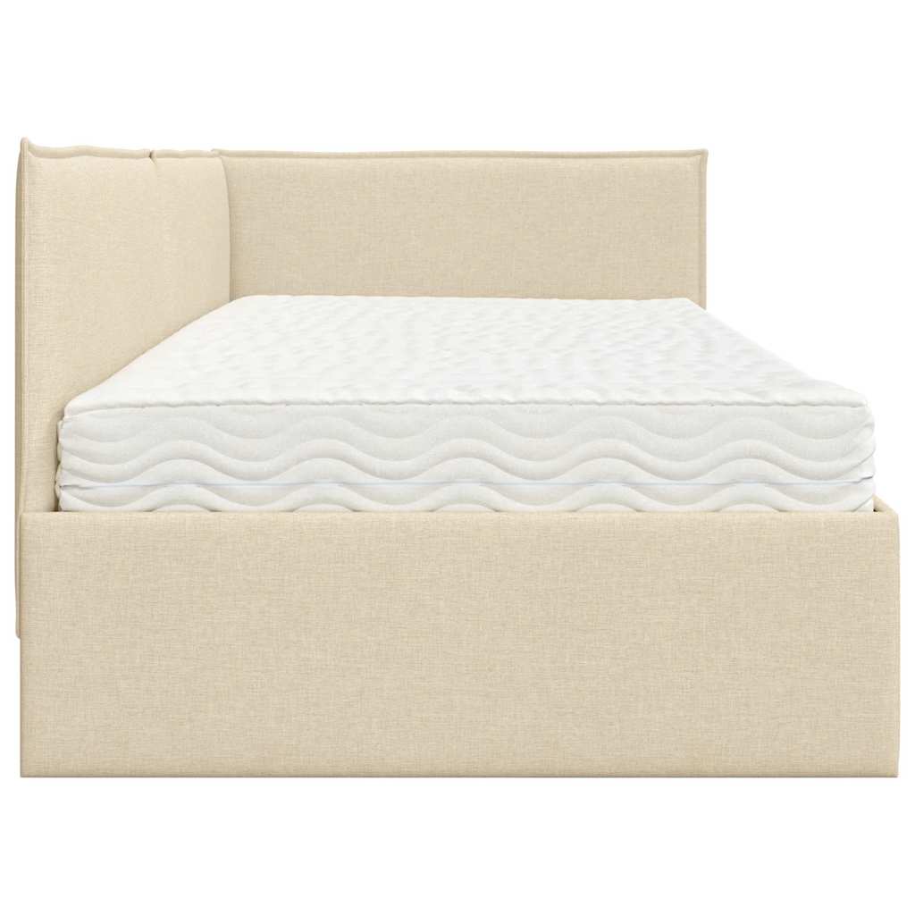 vidaXL Eckbettgestell mit Matratze mit Kopfteil 2 pcs Creme Samt