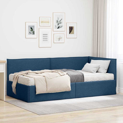 vidaXL Eckbettgestell mit Matratze mit Kopfteil 2 pcs Blau Samt