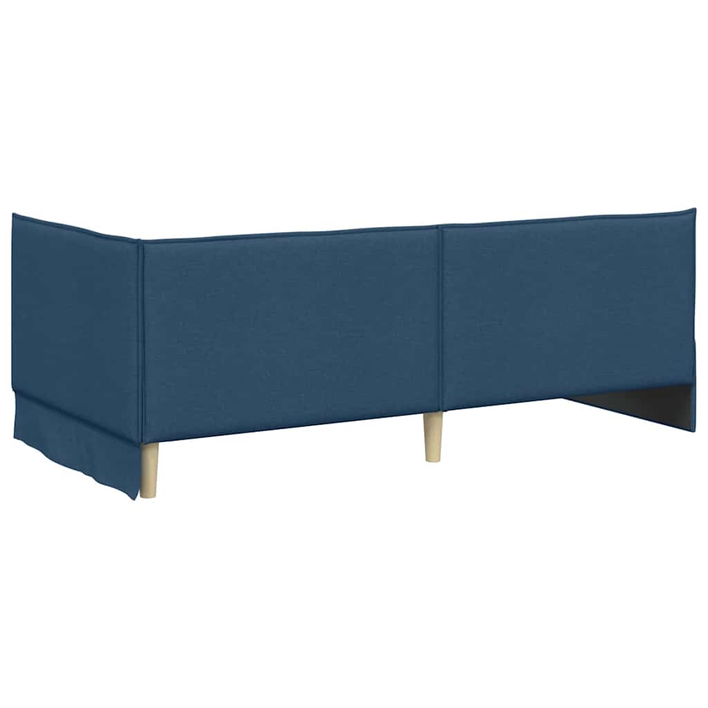 vidaXL Eckbettgestell mit Matratze mit Kopfteil 2 pcs Blau Samt