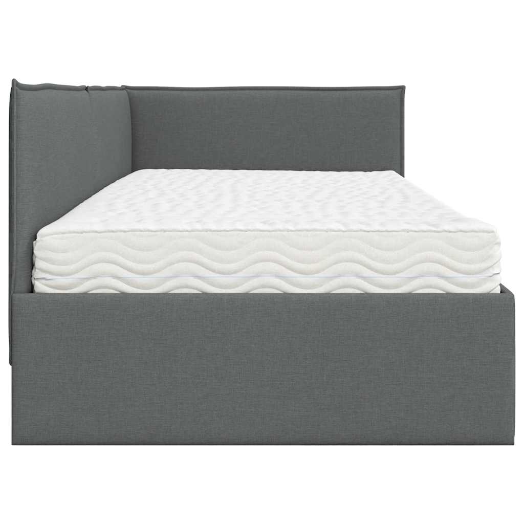 vidaXL Eckbettgestell mit Matratze mit Kopfteil 2 pcs Grau Samt