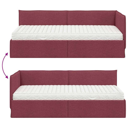 vidaXL Eckbettgestell mit Matratze mit Kopfteil 2 pcs Grau Samt