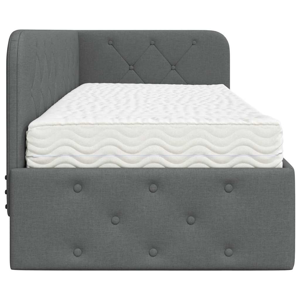 Eckbettgestell Dunkelgrau 80 x 200 cm Stoff