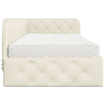 Eckbettgestell Creme 90 x 200 cm Samt