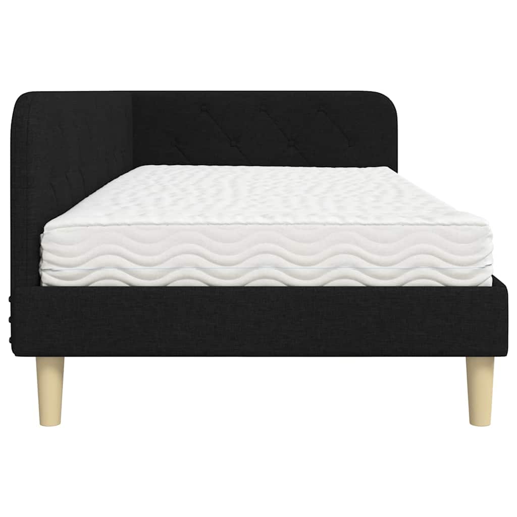 Eckbettgestell Schwarz 90 x 190 cm Stoff