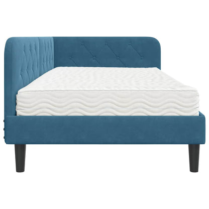Eckbettgestell Blau 90 x 190 cm Samt
