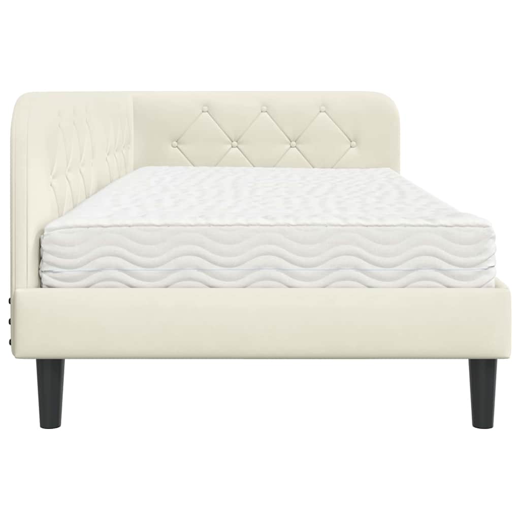 Eckbettgestell Creme 90 x 200 cm Samt