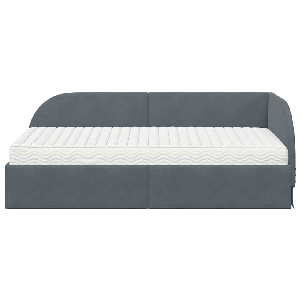 vidaXL Eckbettgestell mit Matratze mit Kopfteil 2 pcs Grau Samt
