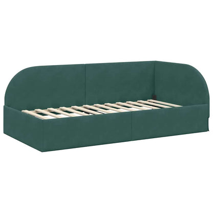 vidaXL Eckbettgestell mit Matratze mit Kopfteil 2 pcs Grün Samt