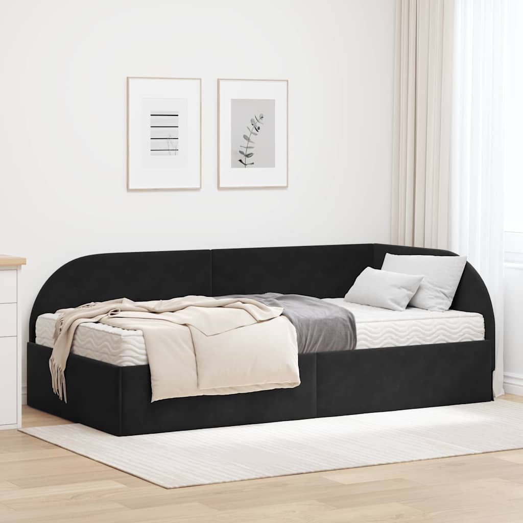 vidaXL Eckbettgestell mit Matratze mit Kopfteil 2 pcs Schwarz Samt