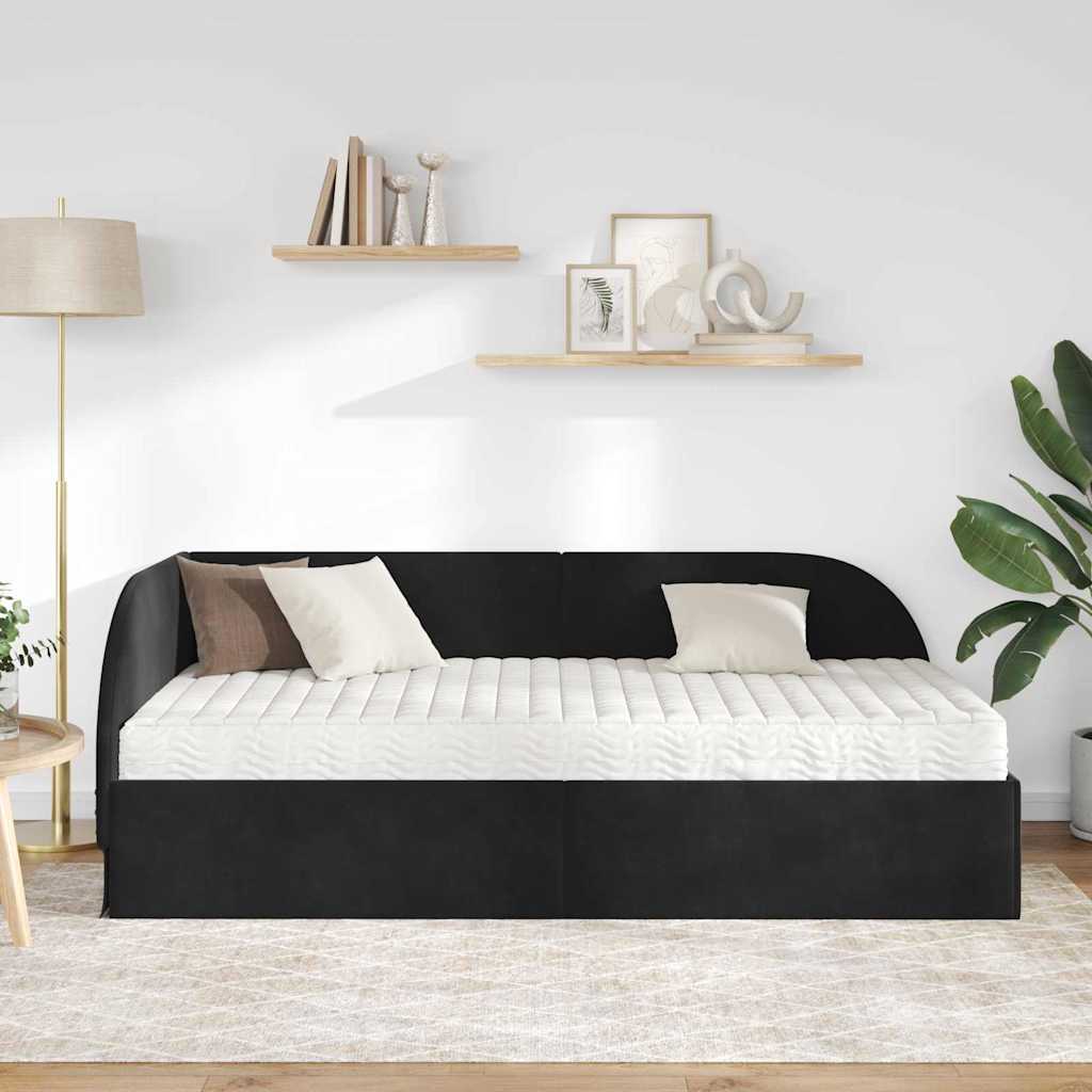 vidaXL Eckbettgestell mit Matratze mit Kopfteil 2 pcs Schwarz Samt