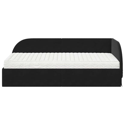 vidaXL Eckbettgestell mit Matratze mit Kopfteil 2 pcs Schwarz Samt