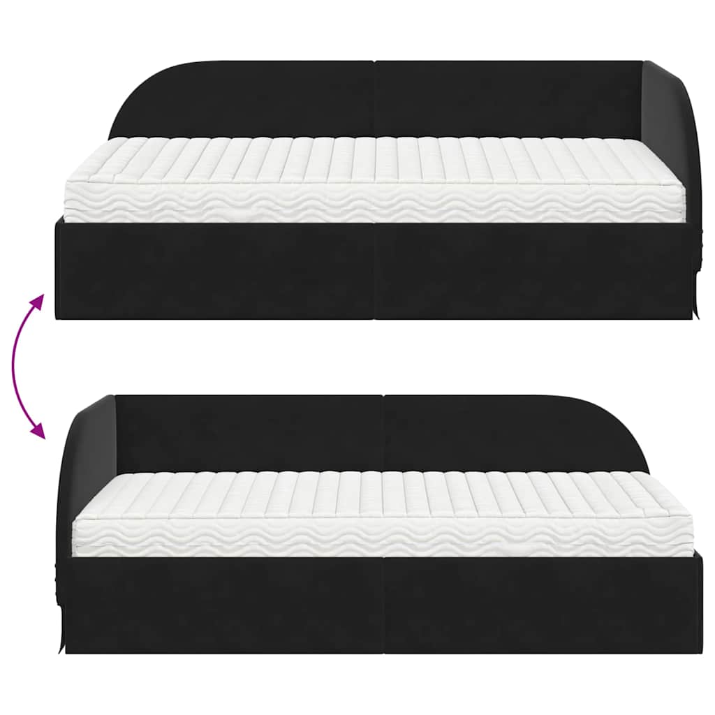 vidaXL Eckbettgestell mit Matratze mit Kopfteil 2 pcs Schwarz Samt